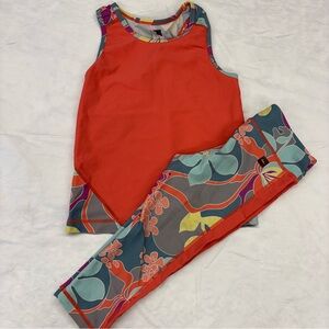 Tea Collection Size 5 Girls Activewear Tank Top and Cropped Leggings Set HTF